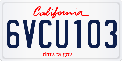 CA license plate 6VCU103