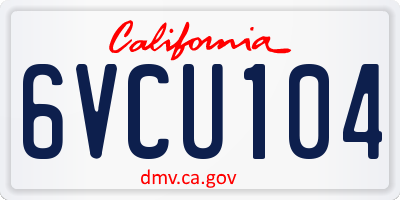 CA license plate 6VCU104