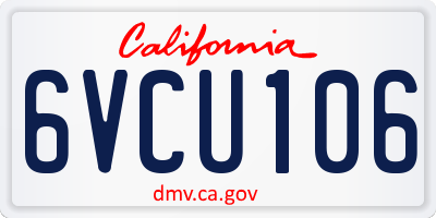 CA license plate 6VCU106