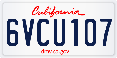 CA license plate 6VCU107