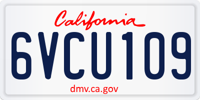 CA license plate 6VCU109