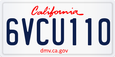 CA license plate 6VCU110