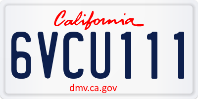 CA license plate 6VCU111