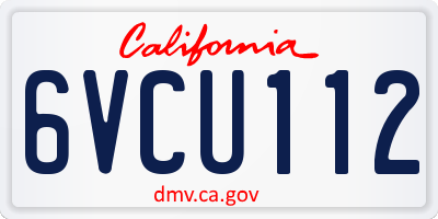 CA license plate 6VCU112