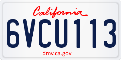 CA license plate 6VCU113