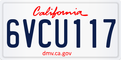CA license plate 6VCU117
