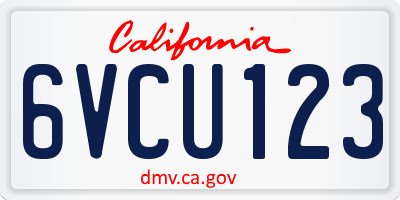 CA license plate 6VCU123