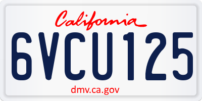 CA license plate 6VCU125