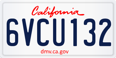 CA license plate 6VCU132
