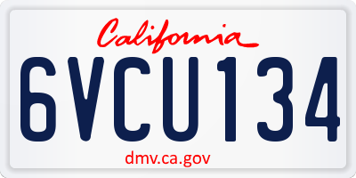 CA license plate 6VCU134