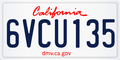 CA license plate 6VCU135