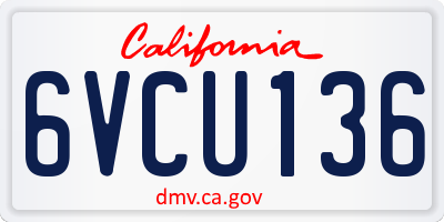 CA license plate 6VCU136