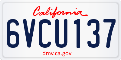 CA license plate 6VCU137