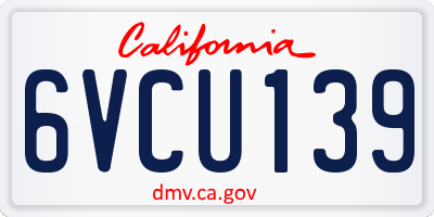 CA license plate 6VCU139