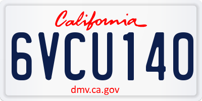 CA license plate 6VCU140