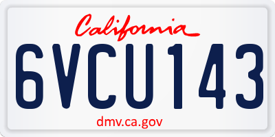 CA license plate 6VCU143