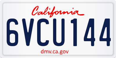 CA license plate 6VCU144