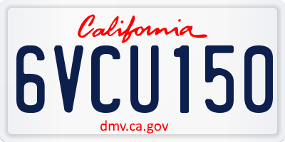 CA license plate 6VCU150