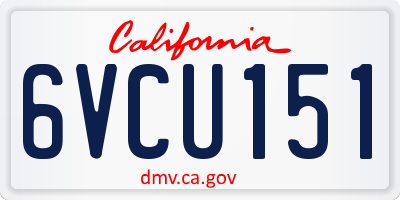 CA license plate 6VCU151