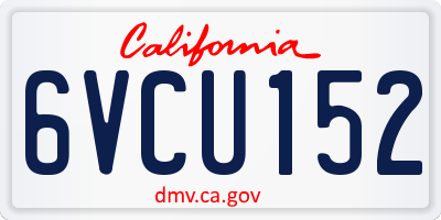 CA license plate 6VCU152