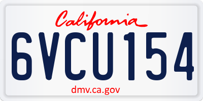 CA license plate 6VCU154