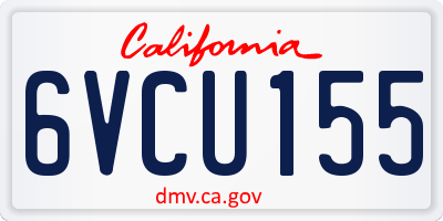 CA license plate 6VCU155
