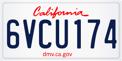 CA license plate 6VCU174