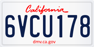 CA license plate 6VCU178