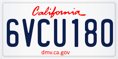 CA license plate 6VCU180