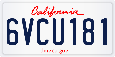 CA license plate 6VCU181