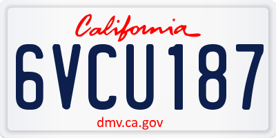 CA license plate 6VCU187