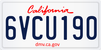 CA license plate 6VCU190