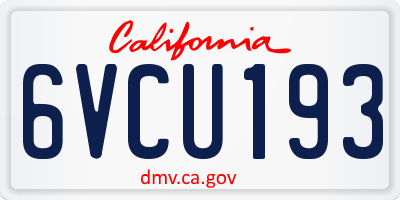 CA license plate 6VCU193