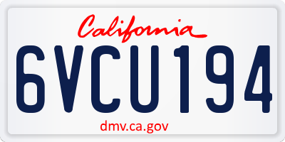 CA license plate 6VCU194