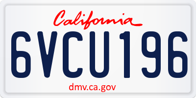 CA license plate 6VCU196