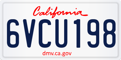 CA license plate 6VCU198