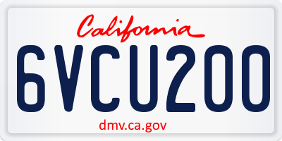 CA license plate 6VCU200
