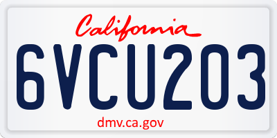 CA license plate 6VCU203