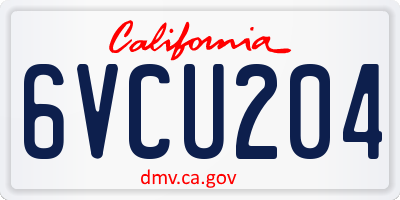 CA license plate 6VCU204