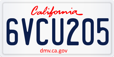 CA license plate 6VCU205