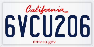 CA license plate 6VCU206