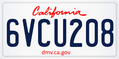 CA license plate 6VCU208