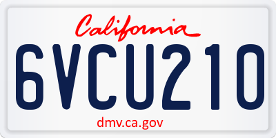 CA license plate 6VCU210