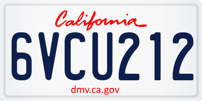 CA license plate 6VCU212
