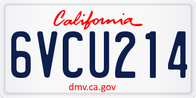 CA license plate 6VCU214