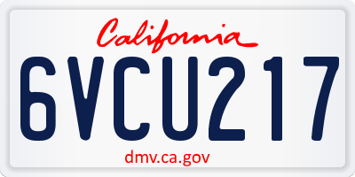 CA license plate 6VCU217