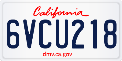 CA license plate 6VCU218