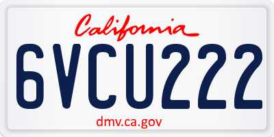 CA license plate 6VCU222