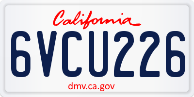 CA license plate 6VCU226