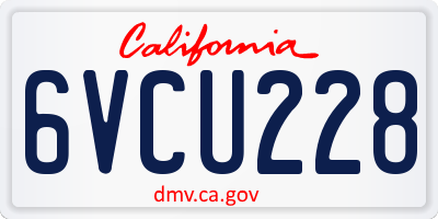 CA license plate 6VCU228